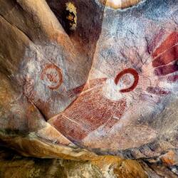 Wandjina Aboriginal rock art ... Wandjina Island — Kimberley, WA.