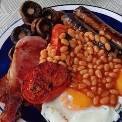 Best breakfast in Spain, cooked by myself using the last of our butchers sausages