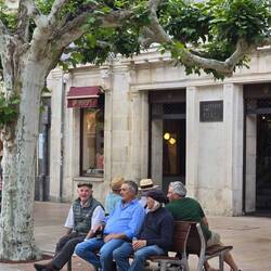 The 'ol boys gather on park benches in the evenings for some boy talk!
