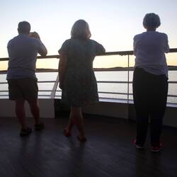 Admiring a spectacular sunset from the observation deck