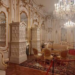 Sitting room with it's chandelier lit opulence