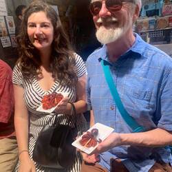 Showing off their octopus at Nishikikoji-dori market
