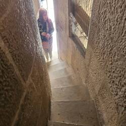 You take an elevator up but have to take the stairs down. It's a bit dizzying!