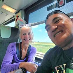 Unfortunately our travel agent got us on the slow train, so 4 hours with 5 stops