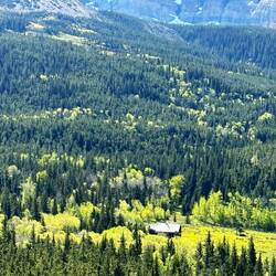 A very remote ranger station. She lives there all summer. Gets supplies by pack horse