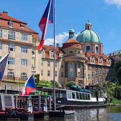 The boat moored is among one of the very earliest tourist boats that sailed on the Vltava River
