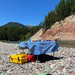 A nice lunch spread right on the river. The weather was perfect.