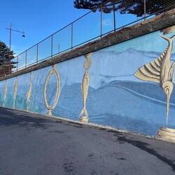 Artwork painted on the side of the road