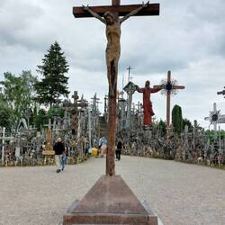Hill of Crosses; Pope John Paul II has placed a cross here - there is an inscription below it