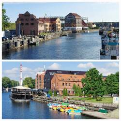 Klaipeda; views from one of the bridges over the River Dane