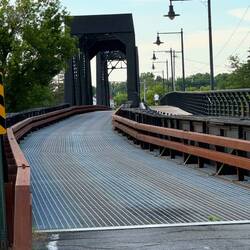 One lane bridge to state park with lots of trails. Originally a rail bridge 1913