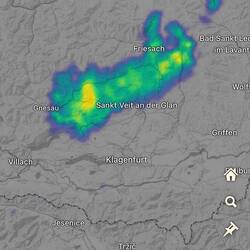 Wetterkarte in der Windy-App zeigt: