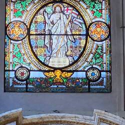 Stained glass at Santa Martiri church