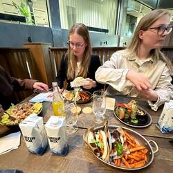 Emily and I having dinner