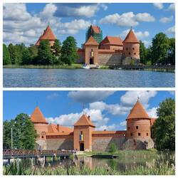 Trakai Castle; views of it over the lake