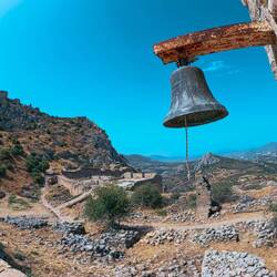 Vue à partir d'une chapelle byzantine sur le site de l'Acrocorinthe