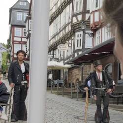 Zimmermäner, traditional workers who stay with locals for two years. People gave them donations!