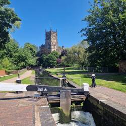 The church and lock close to our moorings
