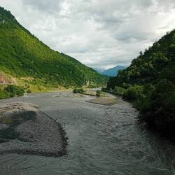Looking back at the Great Caucasus and snow