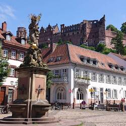 Looking up at Heidelberg castle from the town