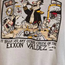 Shirt in the restaurant about the Exon Valdez oil spill