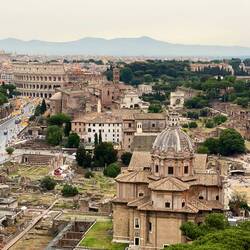 Colosseum with Roman Forum on the right