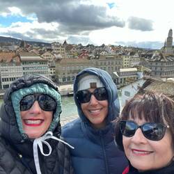 On top of hill in Zurich where Laura had an urge to push a lady off the ledge