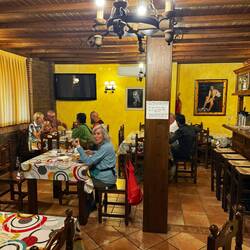 Inside the dining room at our Albergue in Calzadilla. Nice place