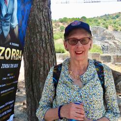 Shirley at the end of our hour-long walk in Ephesus on slippery stones and 103-degree temperature.
