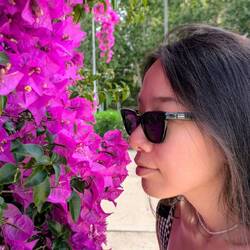 Vela smelling flowers (yes these don't have a smell)