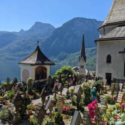 Beautiful churh cemetery overlooking the lake