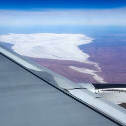 Flying over the Red Center of Australia ... dried salt lake.