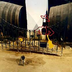 While having lunch in the barrel room a worker noticed a mouse sniffing around a barrel (next photo)