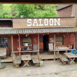 Blick aus meinem Zimmer auf die Westernstadt der Tannenhof-Ranch!