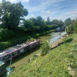 Canal boats outside Honeystreet Mill