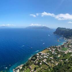 View from Capri. You can see Mt Vesuvius and the Sorrento Peninsula