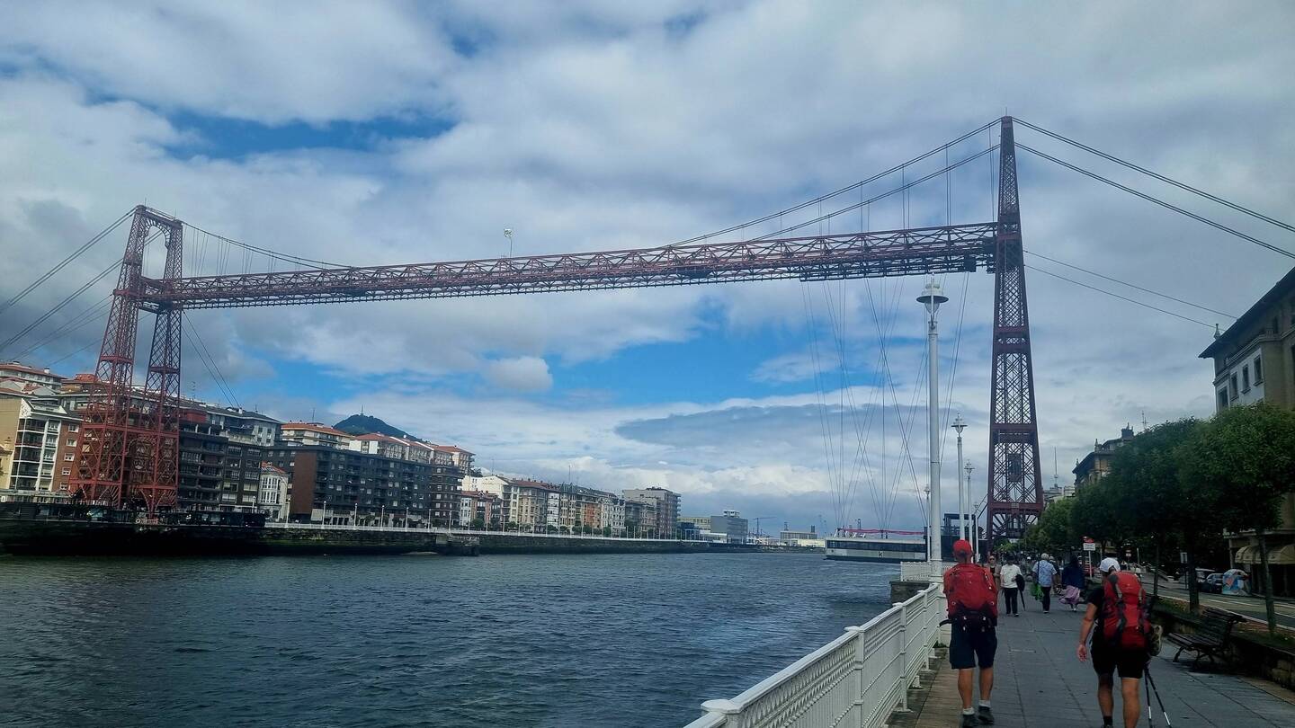 Walking along the river towards the Vizcaya Bridge