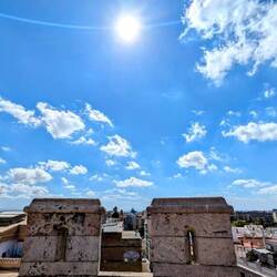 Looking out over the tops of the battlements