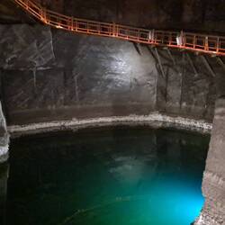 Salt mine pool, even more salt content than the dead sea. I was told its nearly impossible to drown