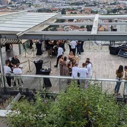 Swanky sky bar up at castle overlooking the city.