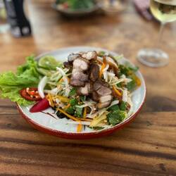 Pork belly and papaya salad