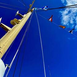 Mast and the flags.