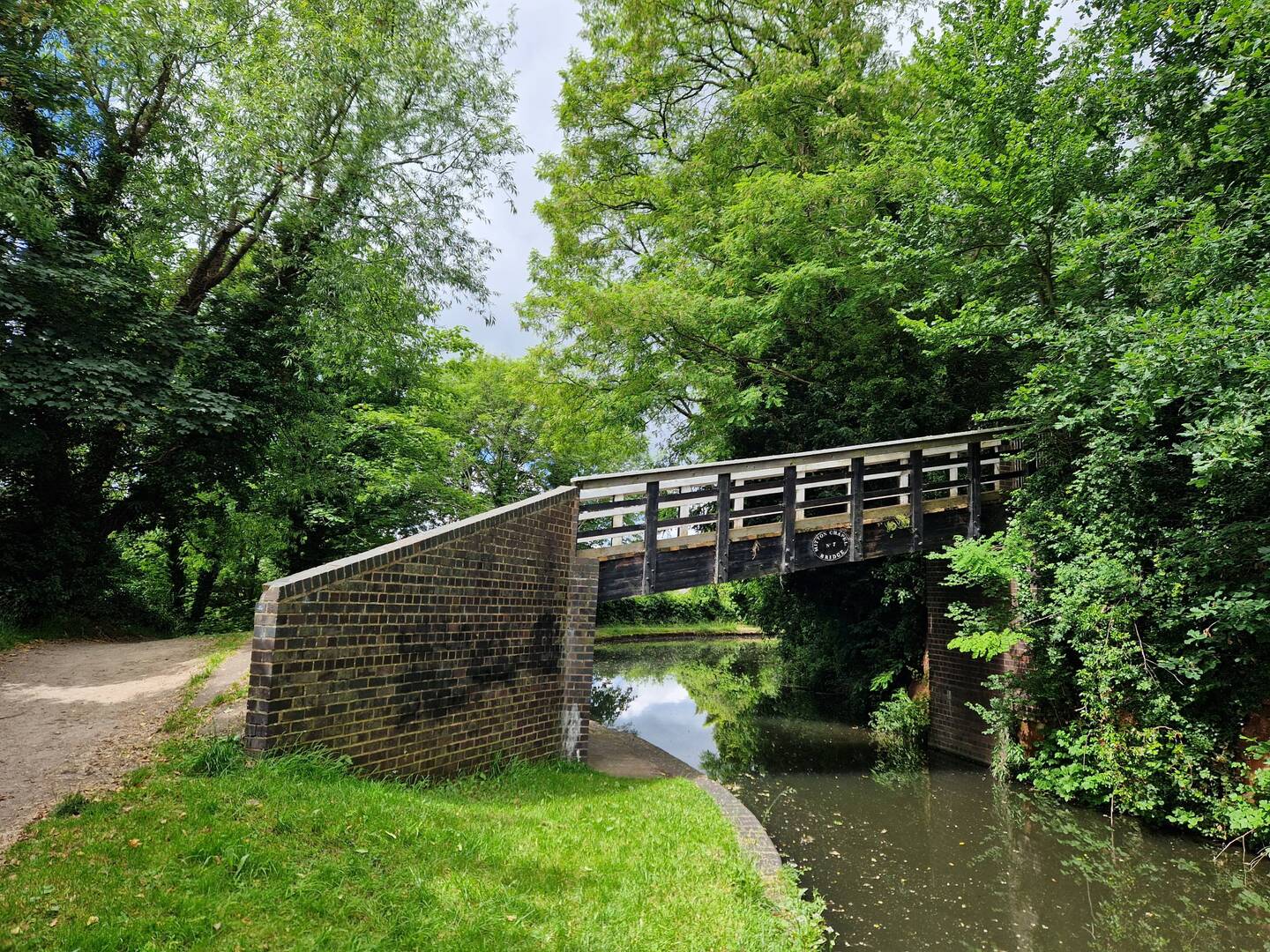 An unusually angled footbridge led to an old graveyard and the foundations of an old church.