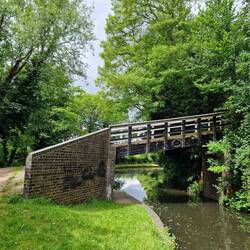 An unusually angled footbridge led to an old graveyard and the foundations of an old church.