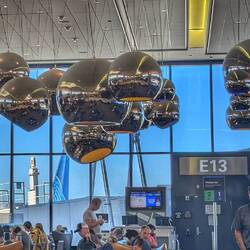 Look at the artsy light fixtures