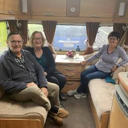 Coffee with Gerard and Sue in their caravan