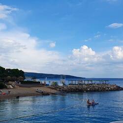 Blick auf den Hundestrand vom Campingplatz