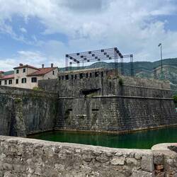 The town walls and a moat. This moat has mineral water said to have healing power