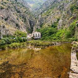 Power station in the distance and more healing mineral water