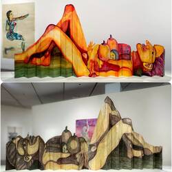 Awake Volcanoes Exhibit of Sandra Vásquez de la Horro ... From the Rising Sun ... front (top) & back